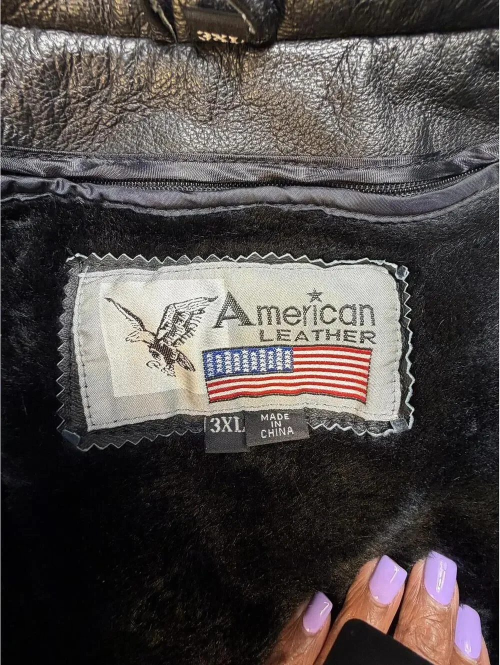 COAT Vintage Black Leather Jacket with Faux Fur Lining By American Leather